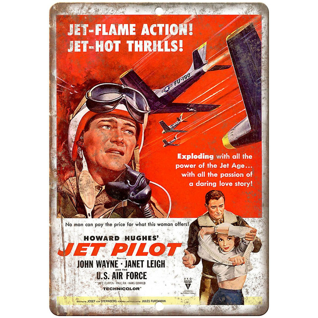 John Wayne Jet Pilot Howard Hughes Poster 10" X 7" Reproduction Metal Sign I180