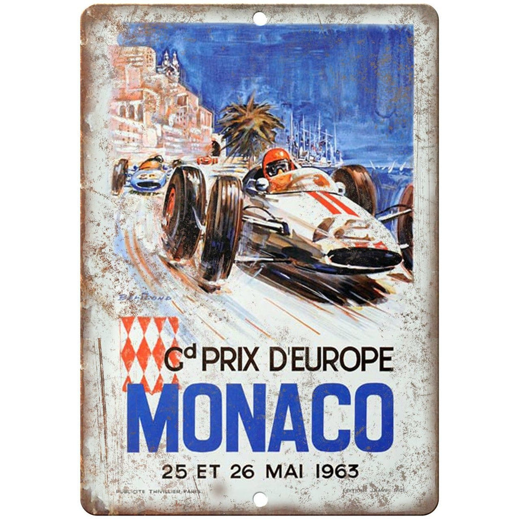 1963 Monaco Prix D'Europe Poster 10" X 7" Reproduction Metal Sign A570