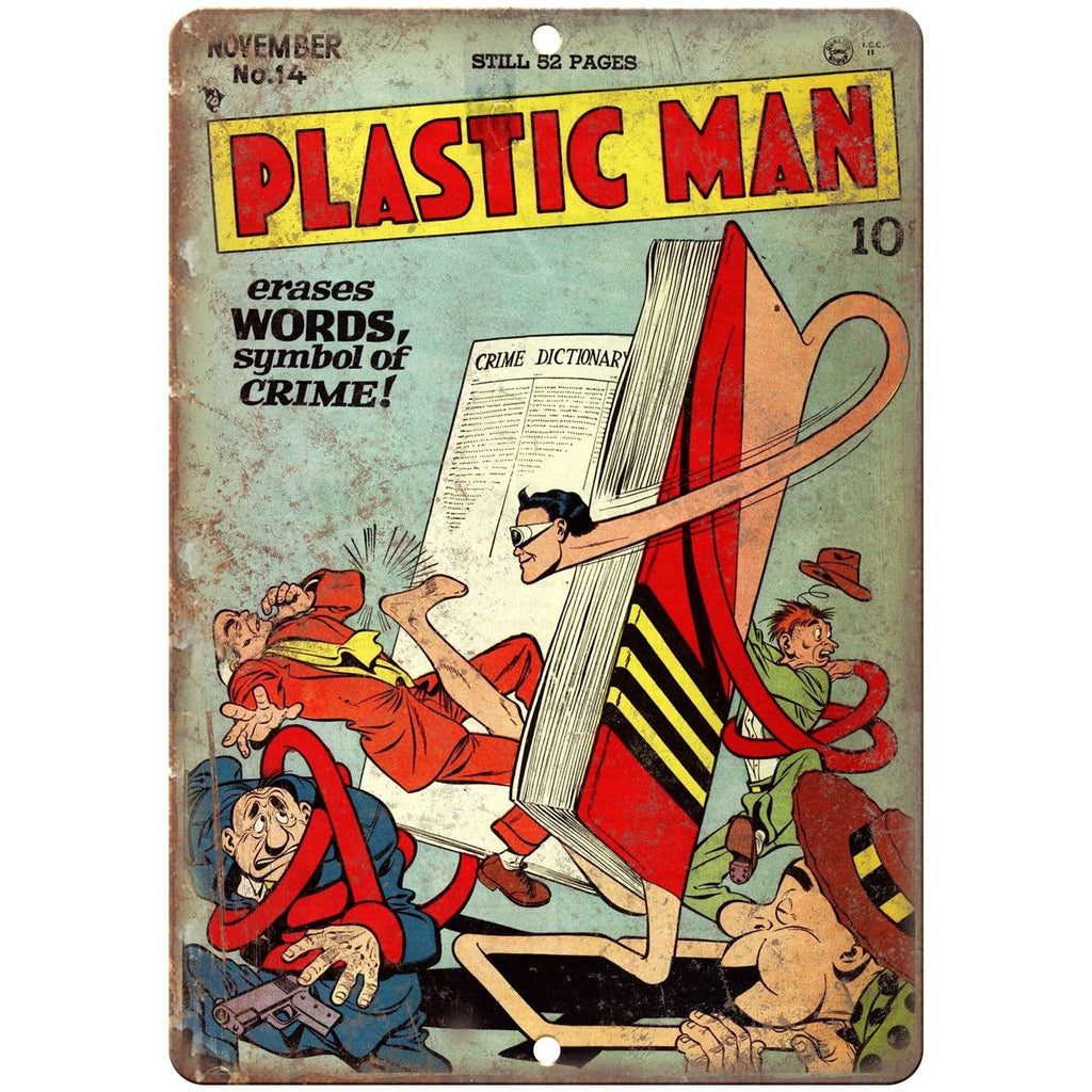 Plastic Man Vintge Comic Book Art 10" X 7" Reproduction Metal Sign J292