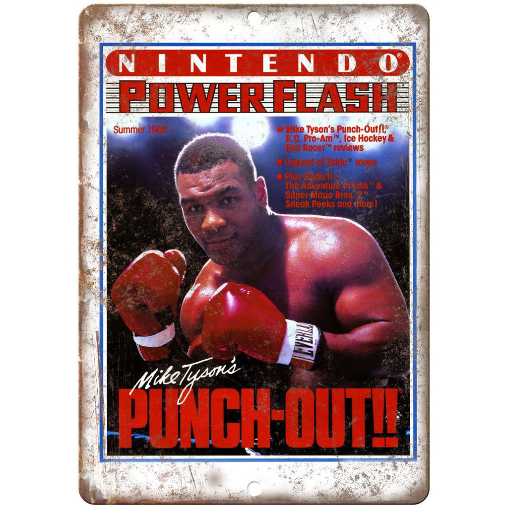 Nintendo Power Flash Mike Tyson Punch-Out 10" X 7" Reproduction Metal Sign G34