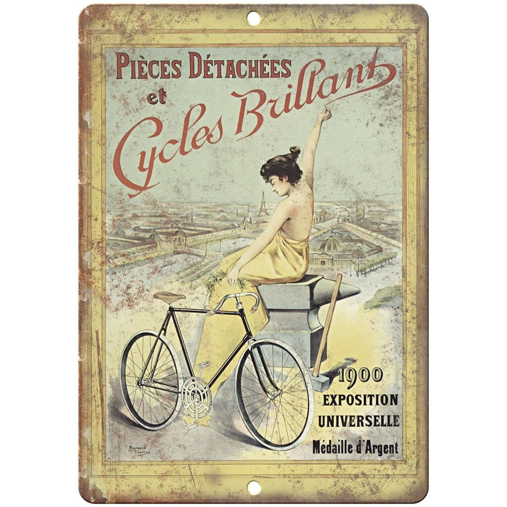Cycles Brillant Vintage Bicycle Ad 10" x 7" Reproduction Metal Sign B249