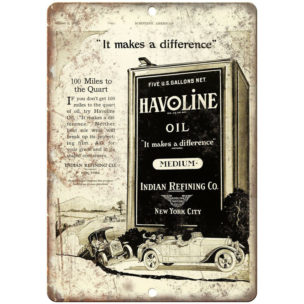 Havoline Oil Medium Indian Refining Co Ad 10" X 7" Reproduction Metal Sign A767