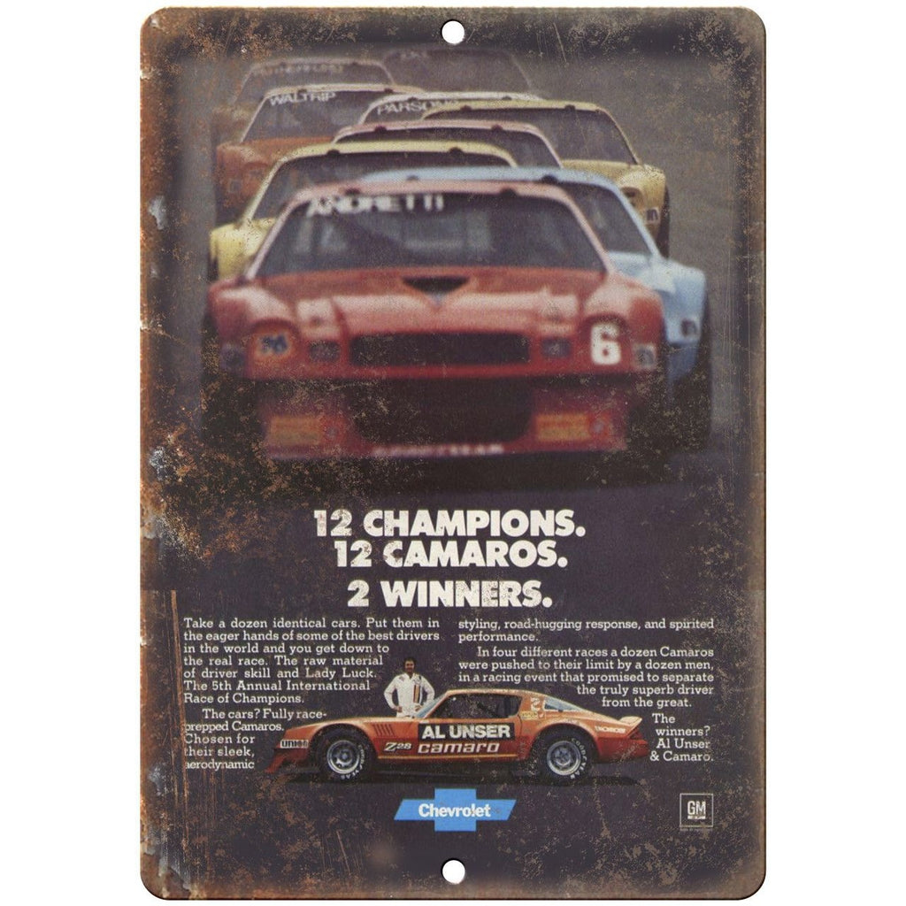 Chevy Camaro Advertisment Race Car NASCAR 10" x 7" Reproduction Metal Sign