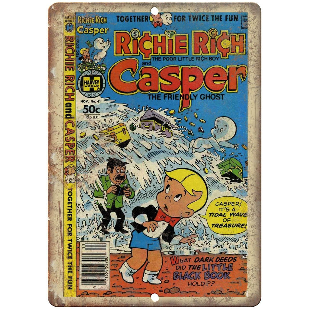 Richie Rich Casper The Ghost Comic Book 10" X 7" Reproduction Metal Sign J185