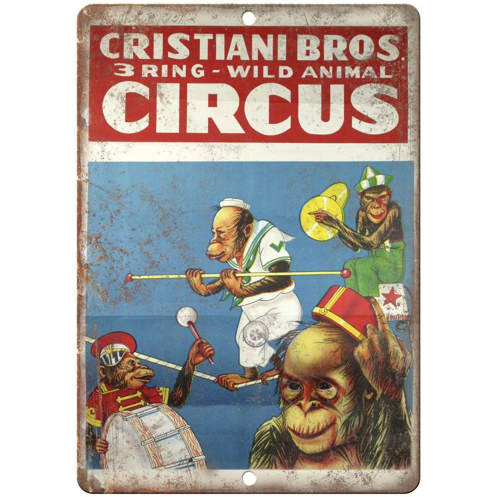 Christiani Bros Circus Winld Animal 10" X 7" Reproduction Metal Sign ZH50