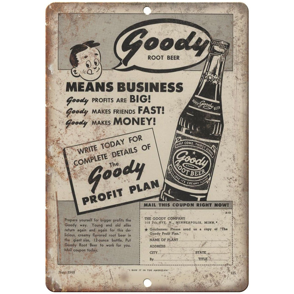 Goody Root Beer Vintage Sales Flyer Ad 10" x 7" Reproduction Metal Sign N09