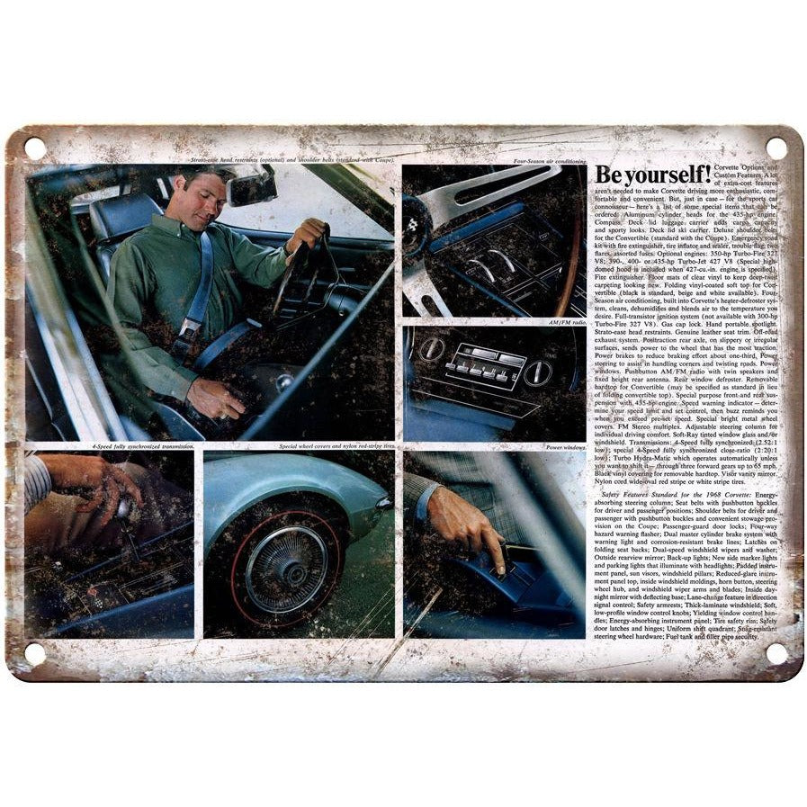 1968 Chevy Corvette Brochure 10" x 7" Vintage Look Reproduction Metal Sign