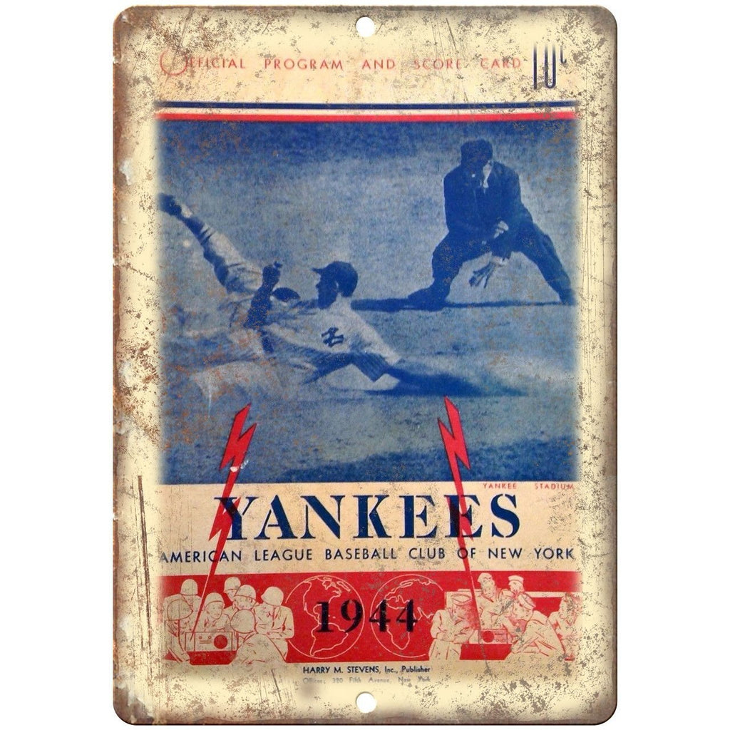 1944 American League Baseball Club Yankees 10" x 7" Reproduction Metal Sign X18