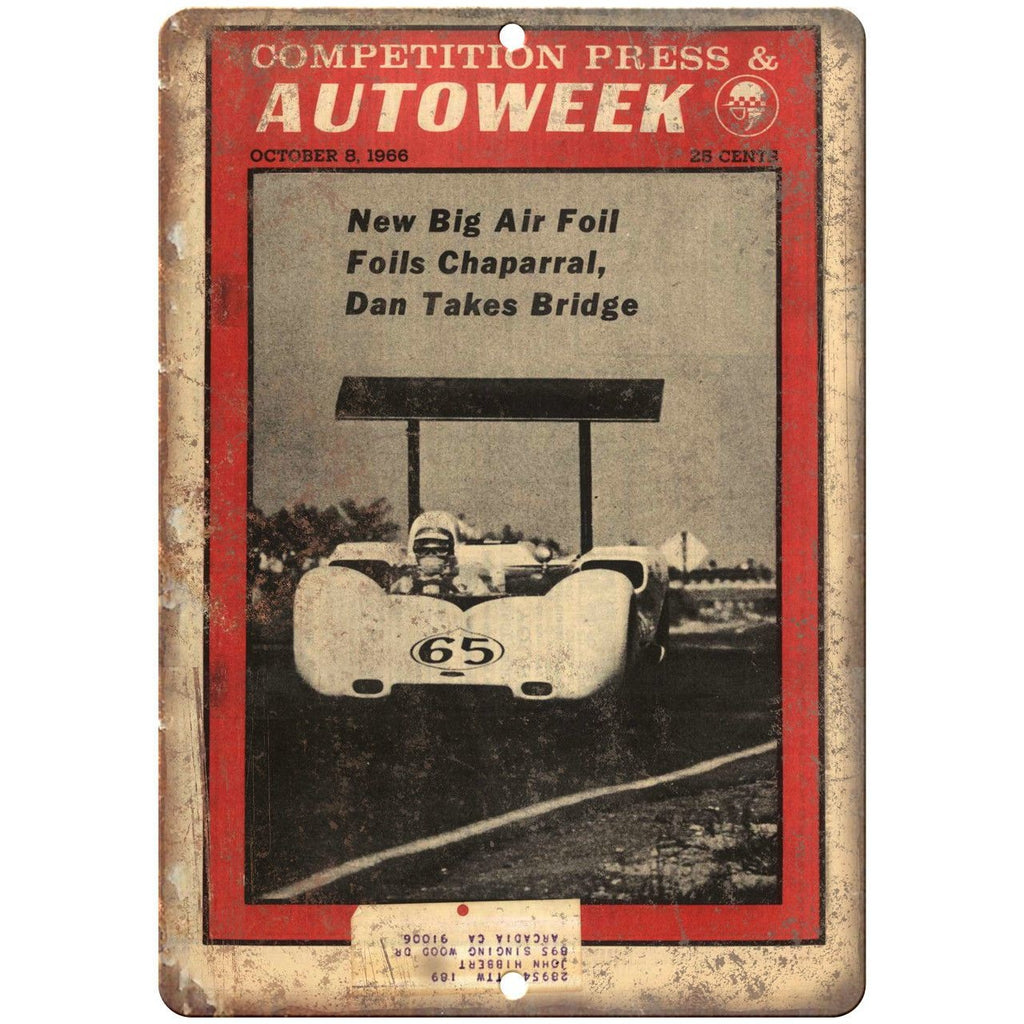 1966 Autoweek Race Car Ad 10" X 7" Reproduction Metal Sign A665