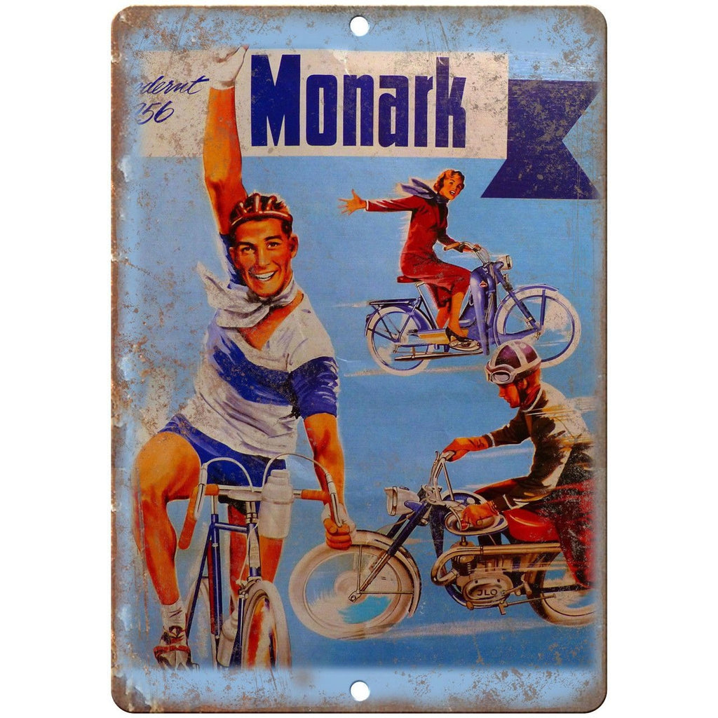 Monark Bicycle Vintage Poster Ad 10" x 7" Reproduction Metal Sign B199