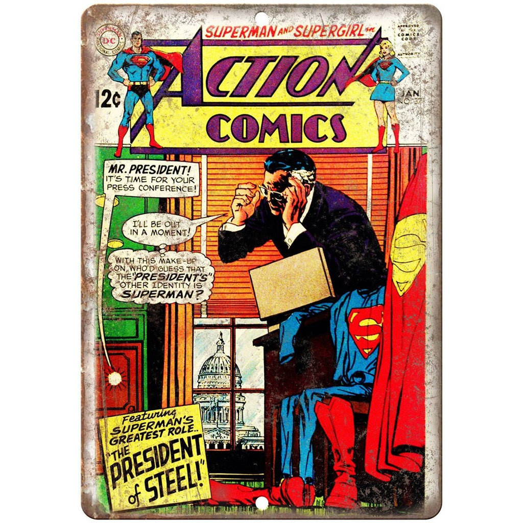 Action Comics Comics Code Vintag Cover Art 10" X 7" Reproduction Metal Sign J444