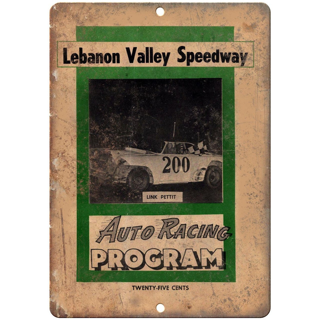 Lebanon Valley Speedway Auto Racing Program 10"X7" Reproduction Metal Sign A662