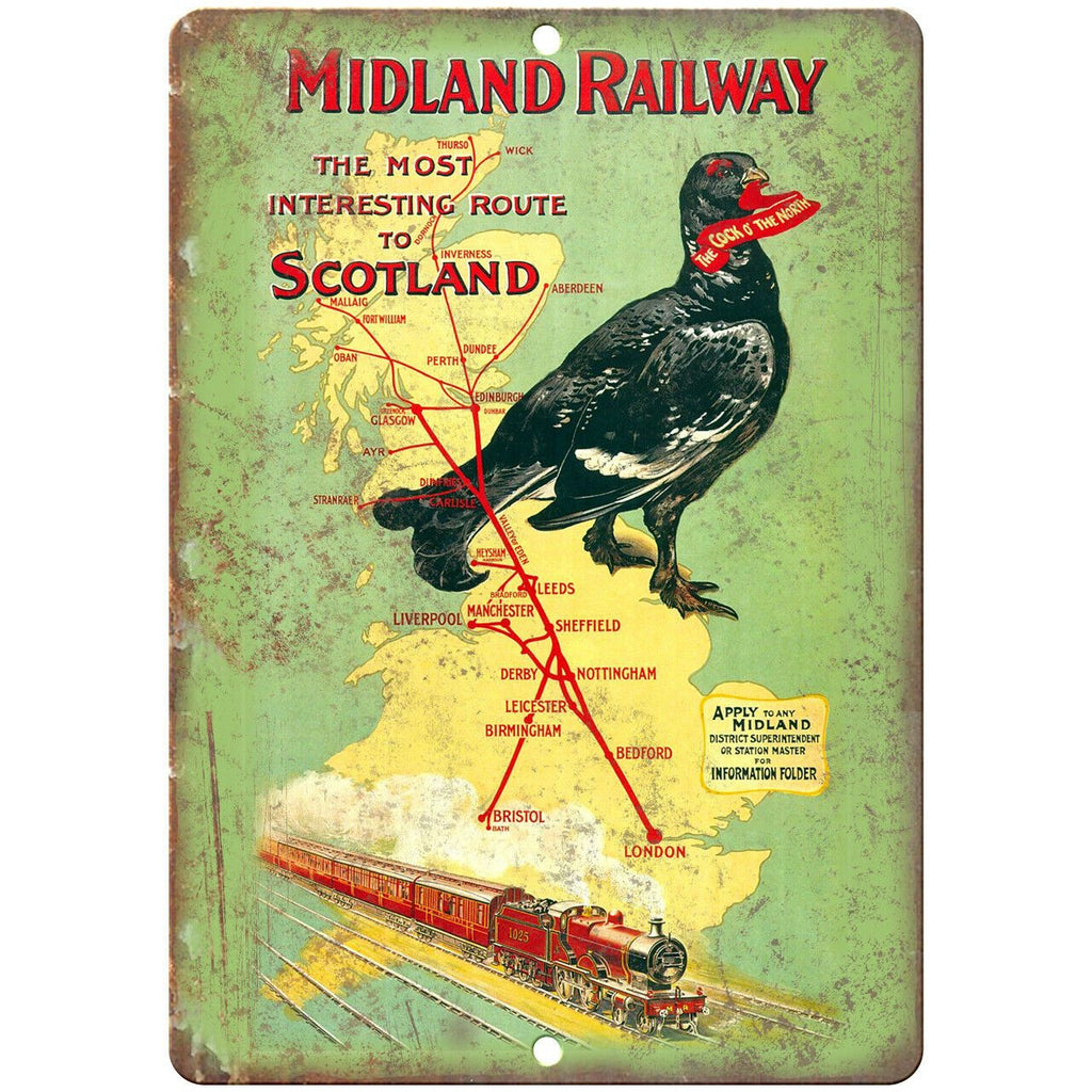 Midland Railway Scotland Travel Poster 10" x 7" Reproduction Metal Sign T70