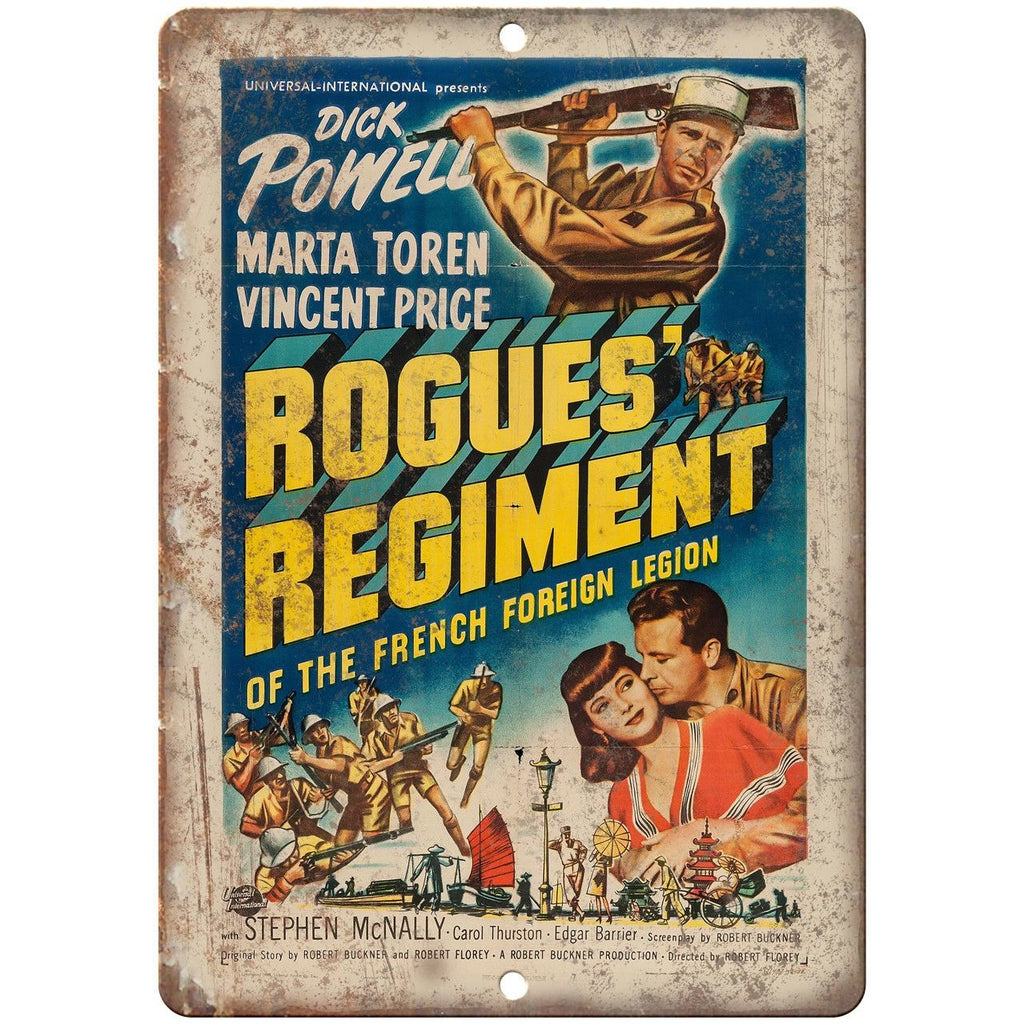 Dick Powell Rogues Regiment 10" X 7" Reproduction Metal Sign ZH165