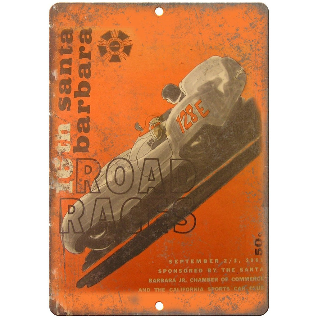 1961 Santa Barbara Road Races Ad 10" X 7" Reproduction Metal Sign A609