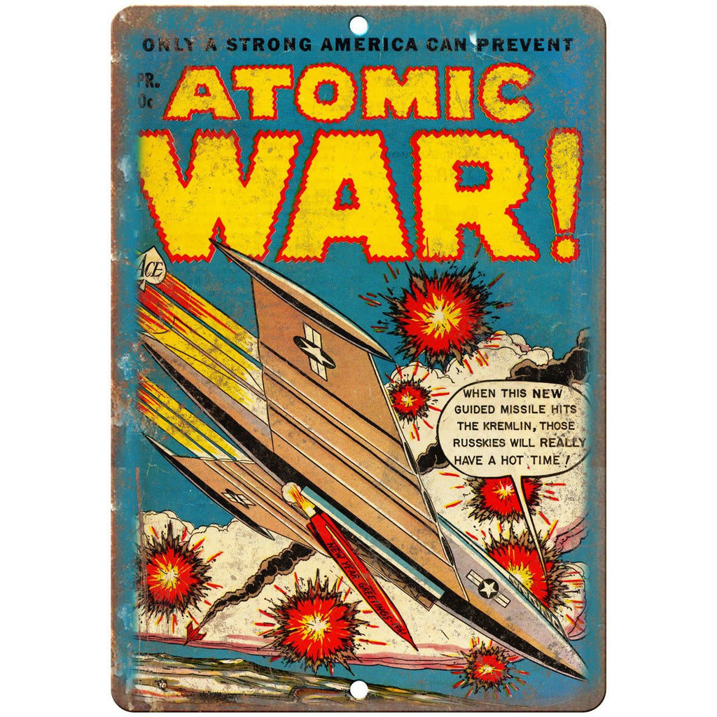 Atomic War Ace Comic Book Vintage Cover 10" x 7" Reproduction Metal Sign J522