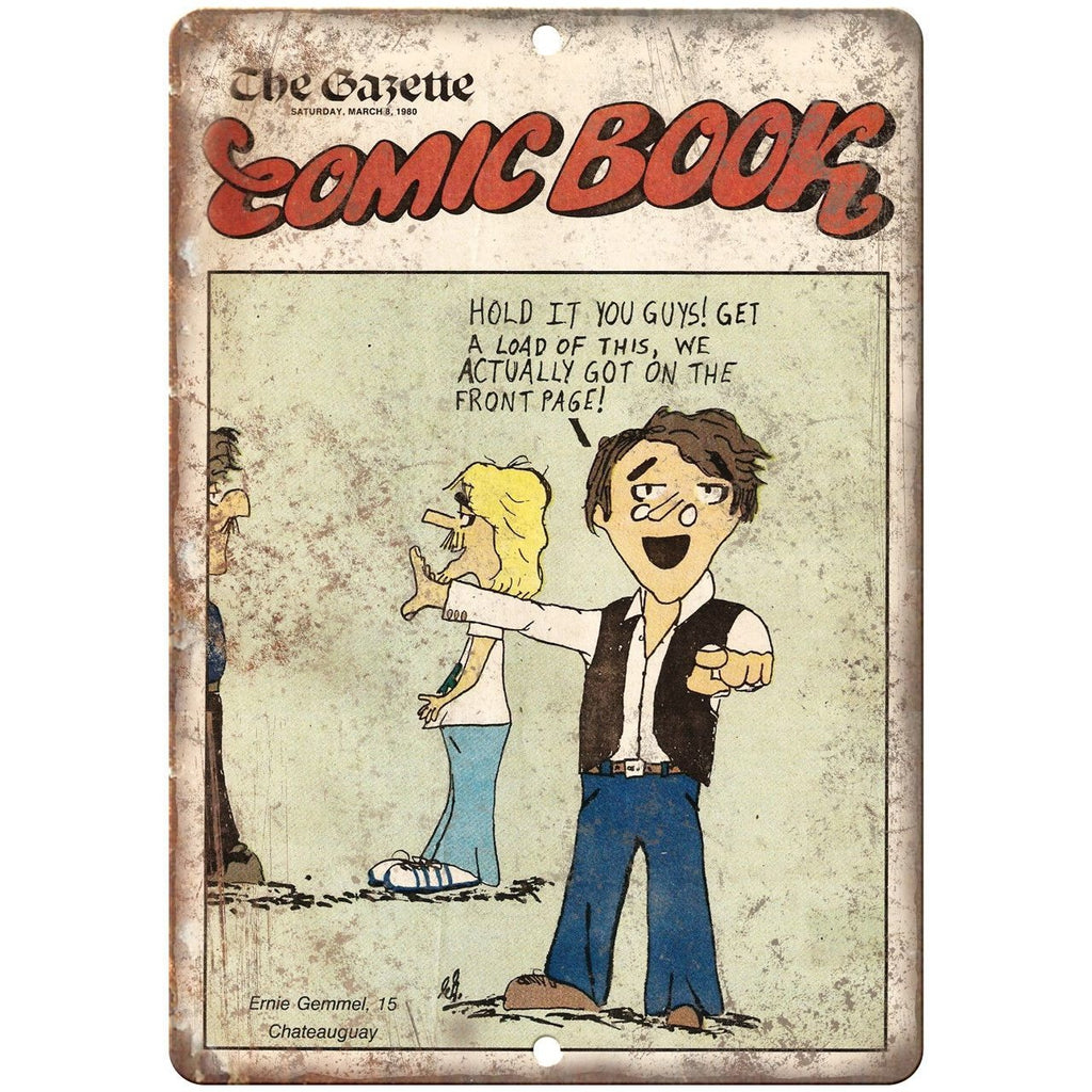 The Gazette Comic Book Ernie Gemmel 10" X 7" Reproduction Metal Sign J253