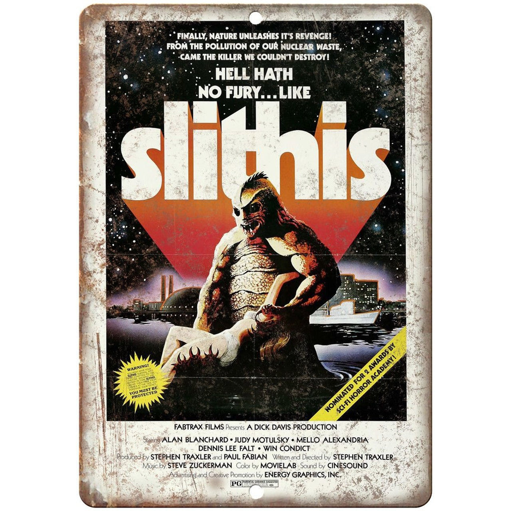 Slithis Fabtrax Films Movie Poster 10" x 7" Reproduction Metal Sign