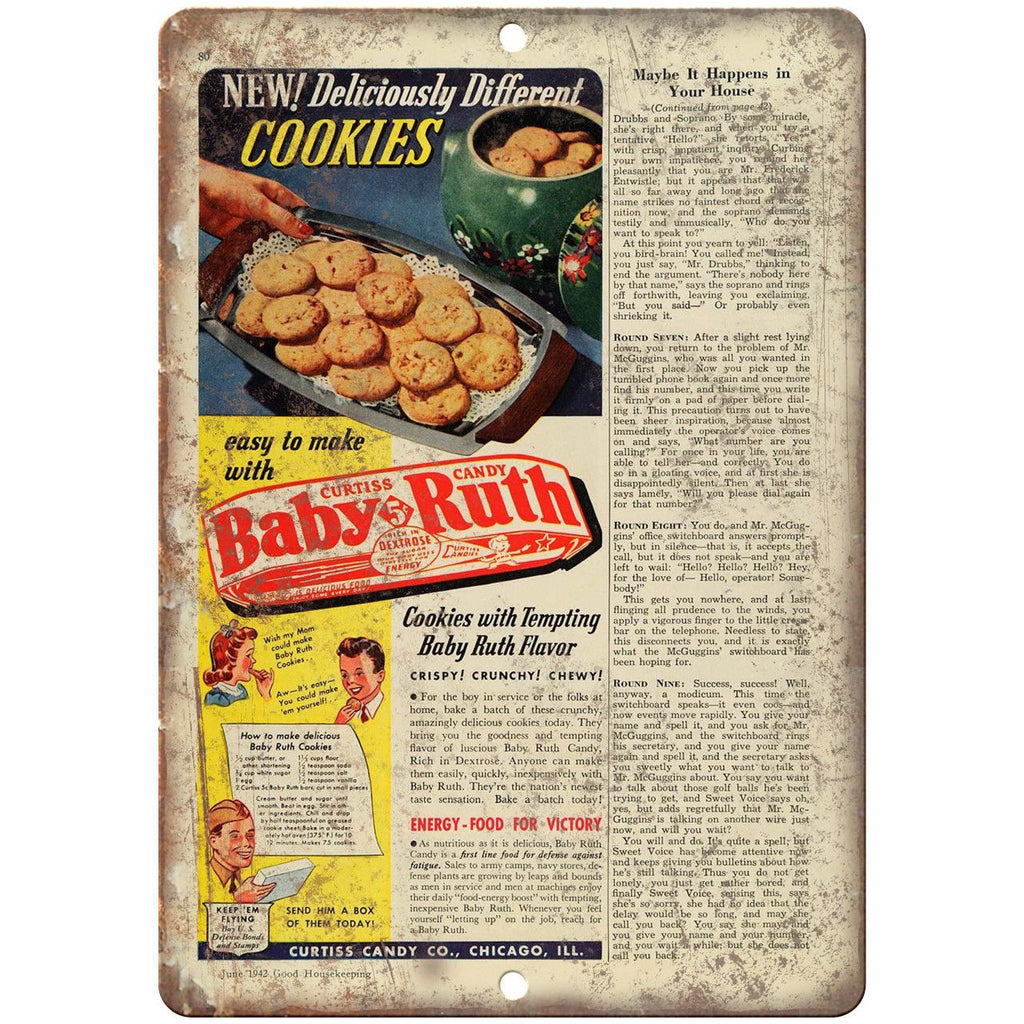 Curtiss Candy Baby Ruth Vintage Ad 10" X 7" Reproduction Metal Sign N260