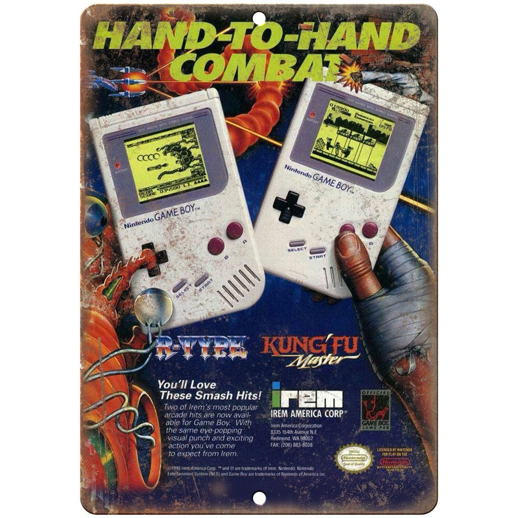 Nintendo Game Boy Hand-to-Hand Combat Irem Gaming 10" x 7" Retro Look Metal Sign