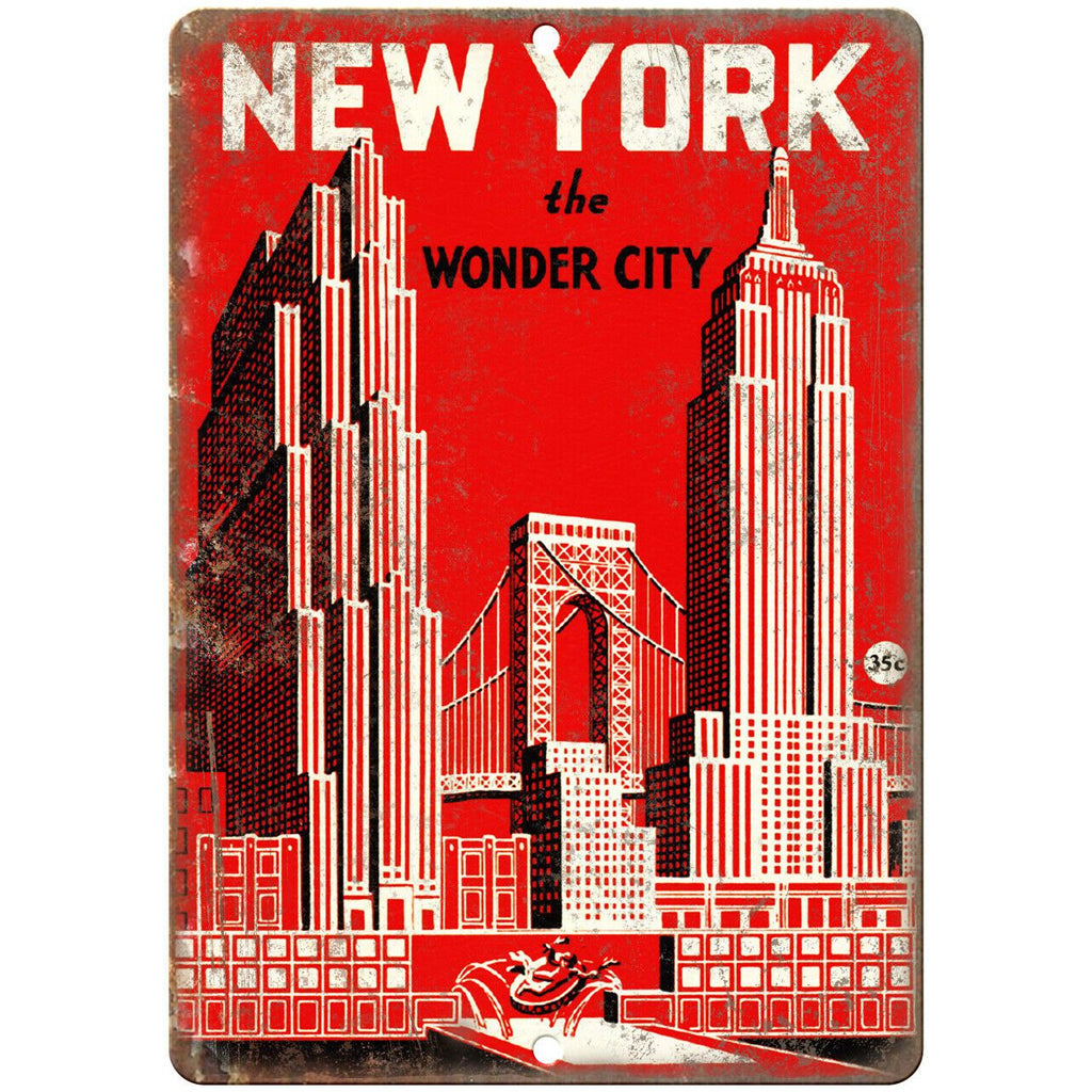 New York Travel Poster Art 9" x 12" Reproduction Metal Sign T15