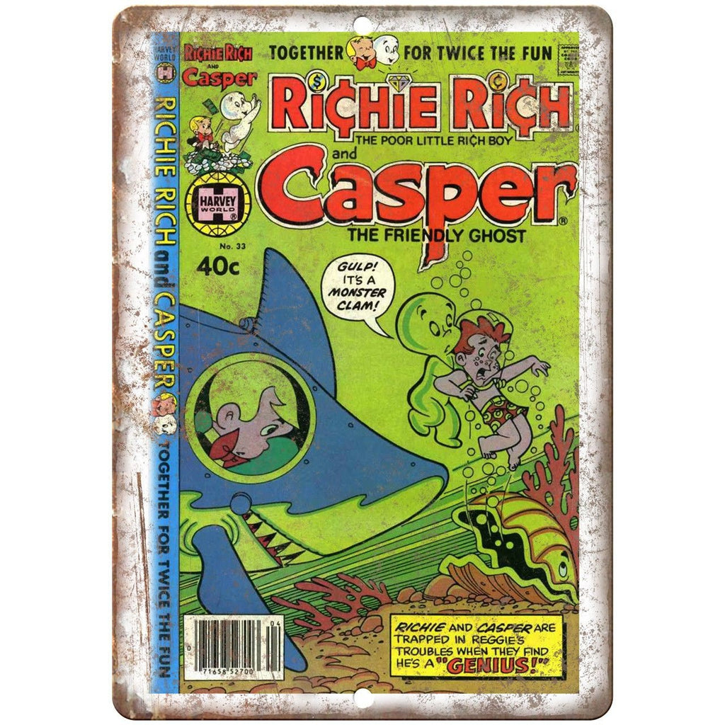 Richie Rich Casper Vintage Comic Art 10" X 7" Reproduction Metal Sign J188