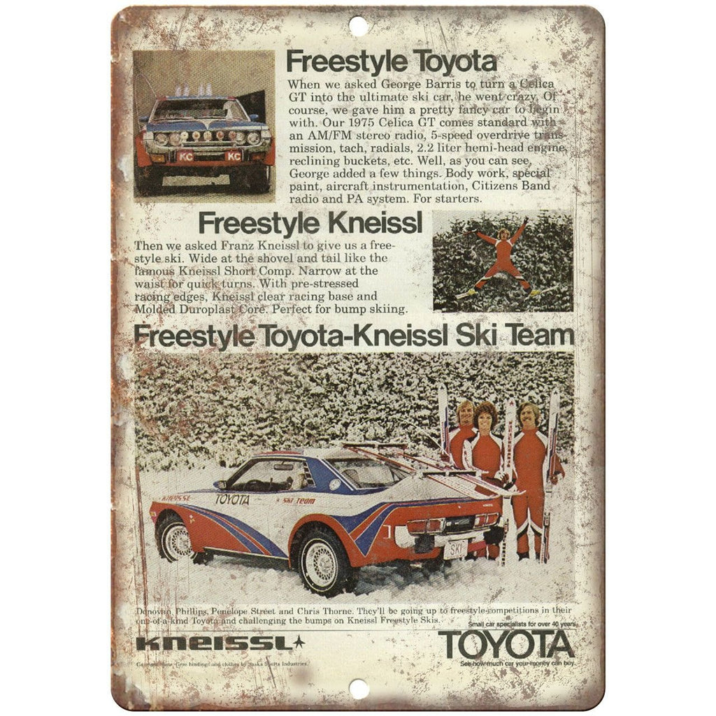 Toyota Kneissel Vintage Ski Team Ad 9" x 12" Reproduction Metal Sign A412