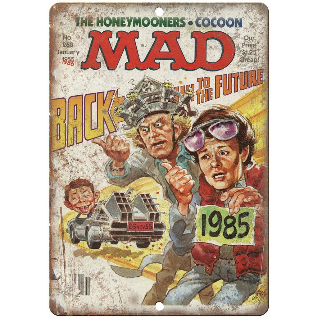 1986 Mad Magazine Back To The Future Cover 10" x 7" Reproduction Metal Sign J48