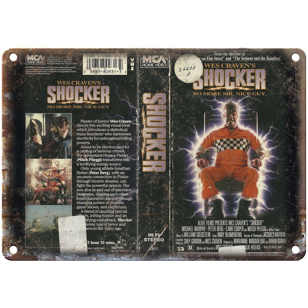 Wes Cravens Shocker MCA Home Video 10" X 7" Reproduction Metal Sign V06