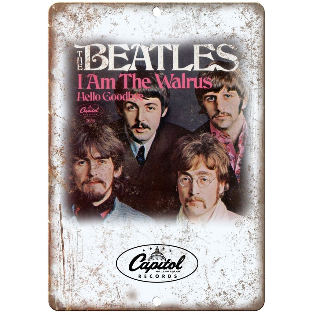 The Beatles I am Walrus Album Cover Capitol Records 10"x7" Retro Metal Sign K19