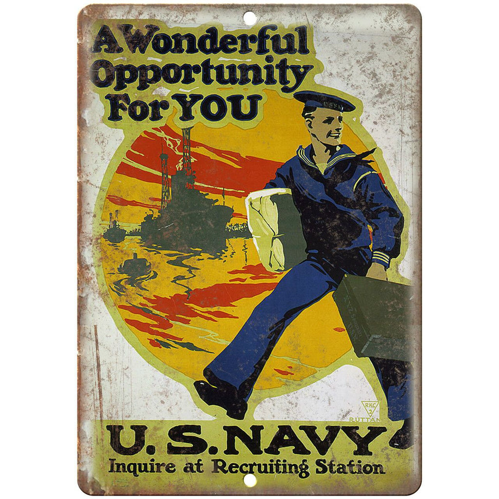 US Navy Recruiting Station Poster 10" x 7" Reproduction Metal Sign M121
