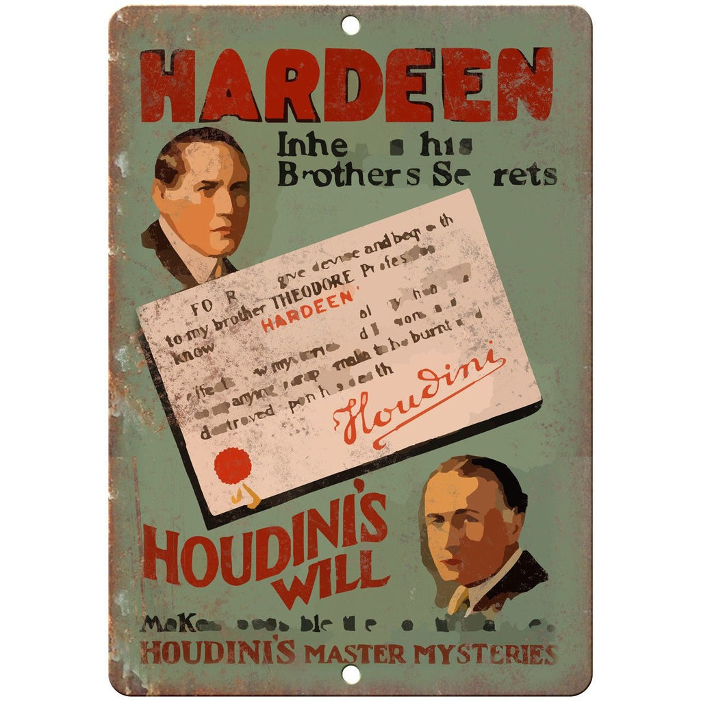 Hardeen Hodini's Master Mysteries 10" X 7" Reproduction Metal Sign ZH124