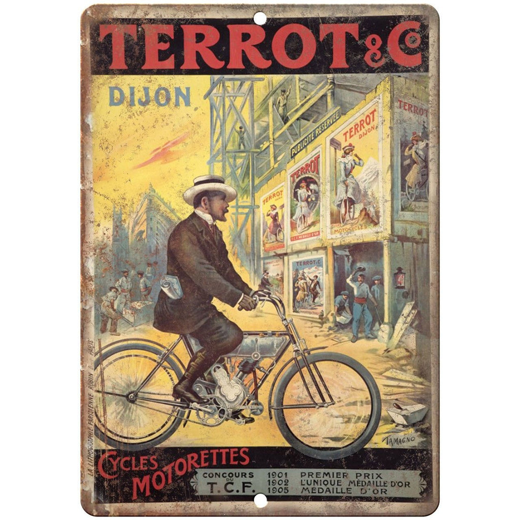 Terrot & Co. Cycles Motorettes Bicycle Ad 10" x 7" Reproduction Metal Sign B266