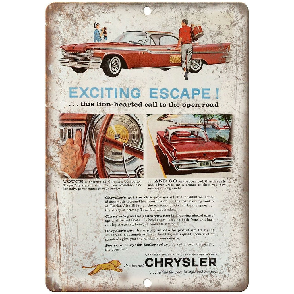 Chrysler Automobile Vintage Car Ad 10" x 7" Reproduction Metal Sign A315