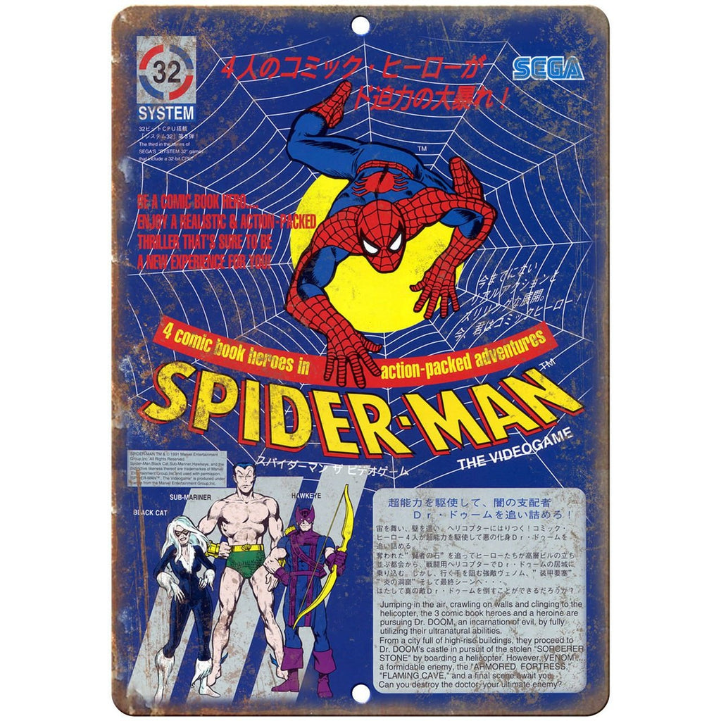 Spider Man Sega 32 System Vintage Ad 10" x 7" Reproduction Metal Sign G287