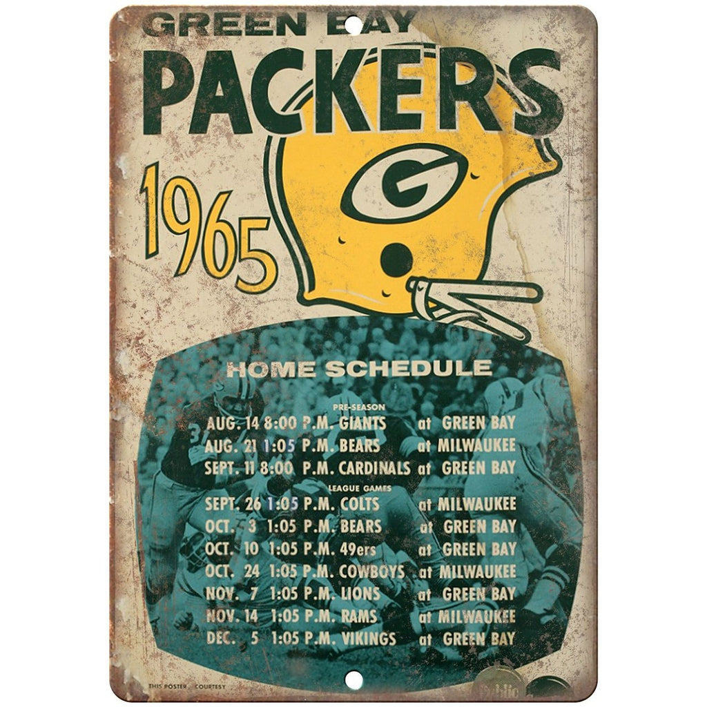 1965 Green Bay Packers Home Schedule 10" x 7" Vintage Look Reproduction