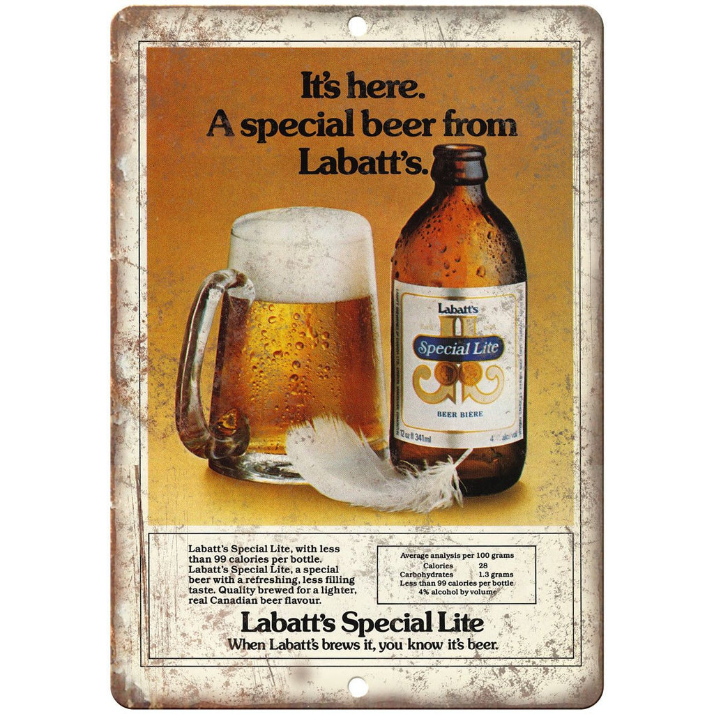 Labatt's Special Lite Beer Vintage Ad 10" x 7" Reproduction Metal Sign E357