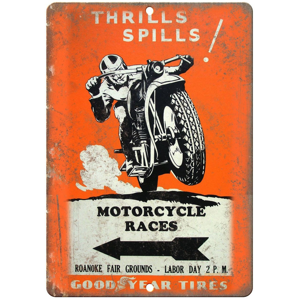 Good Year Tires Motorcycle Races Roanoke 10" x 7" Reproduction Metal Sign F04