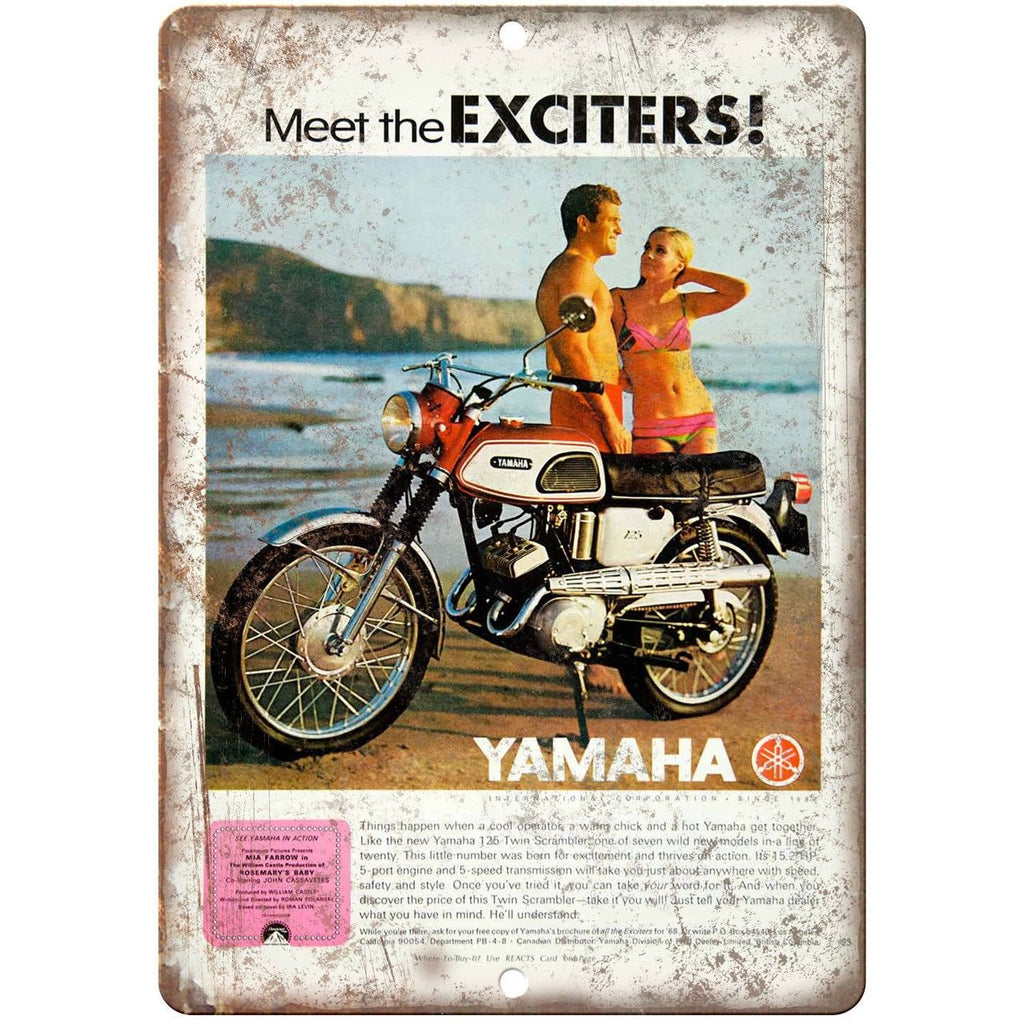 Yamaha Exciters Motorcycle Ad 10" x 7" Reproduction Metal Sign A462