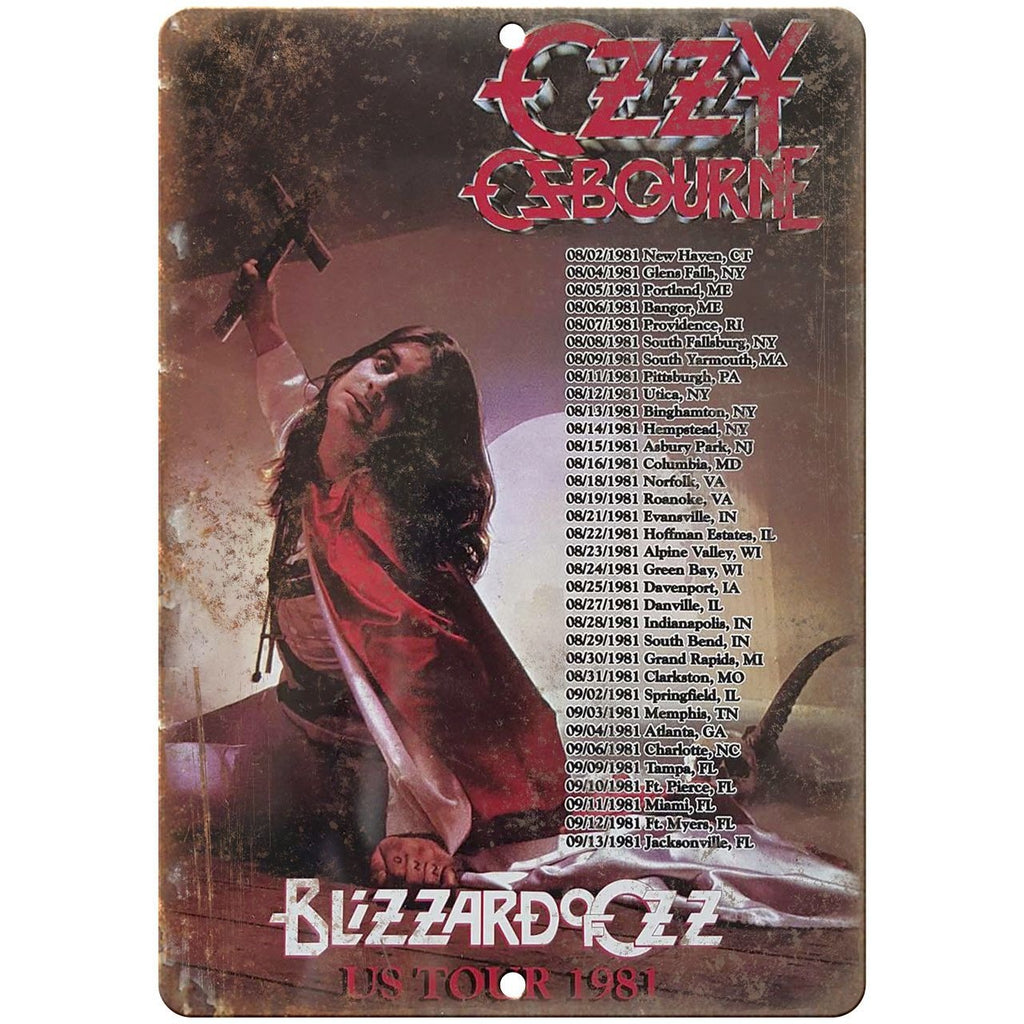 Ozzy Blizzard of Ozz 1981 vintage concert flyer 10" x 7" retro metal sign