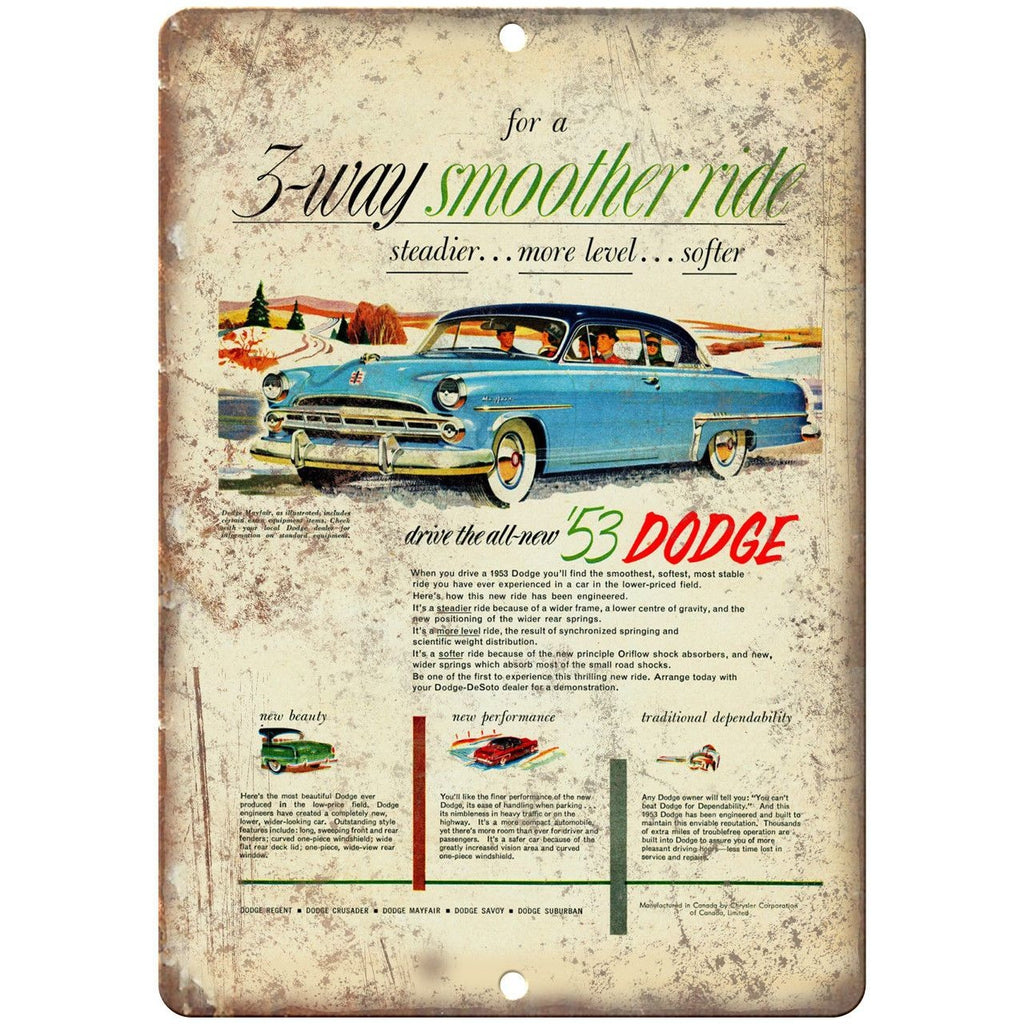 1953 Dodge Vintage Auto Car Ad 10" x 7" Reproduction Metal Sign A254