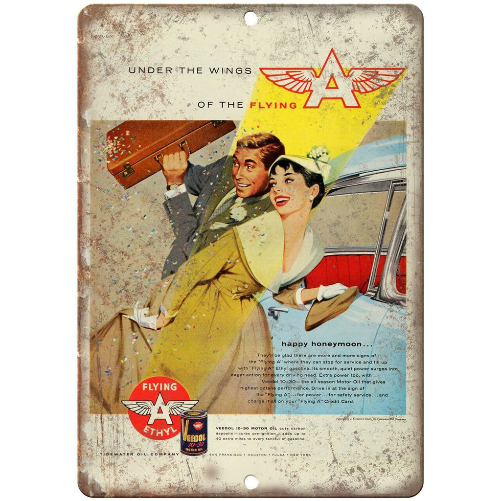Flying Ethyl Motor Oil Vintage Ad 10" X 7" Reproduction Metal Sign A829