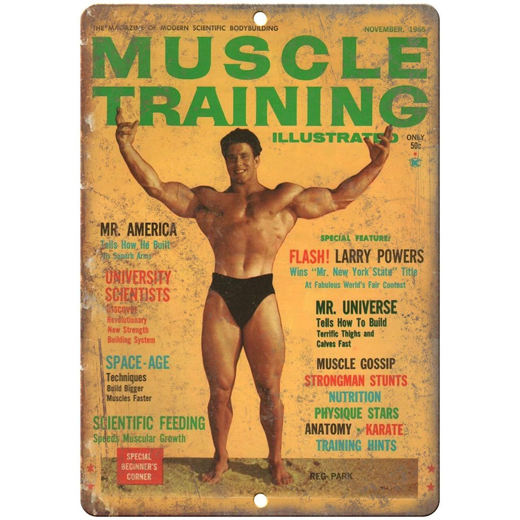 Muscle Training Illustrated Bodybuilding Magazine 10" x 7" Retro Look Metal Sign