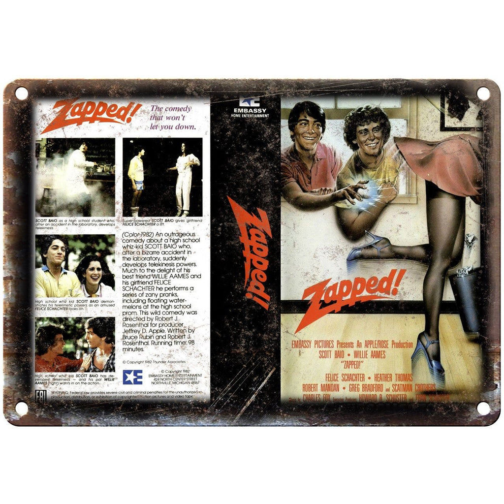 Embassy Home Video Zapped! VHS Cover Art 10" X 7" Reproduction Metal Sign V09