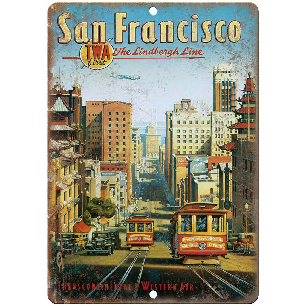 TWA Airline San Francisco Travel Poster Art 10" x 7" Reproduction Metal Sign T04