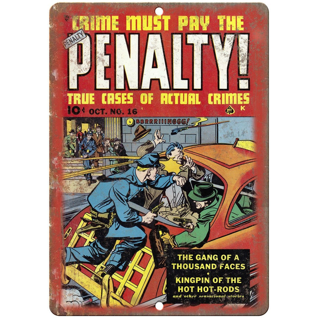 Penalty! Ace Comics Vintage Comic Art 10" X 7" Reproduction Metal Sign J317