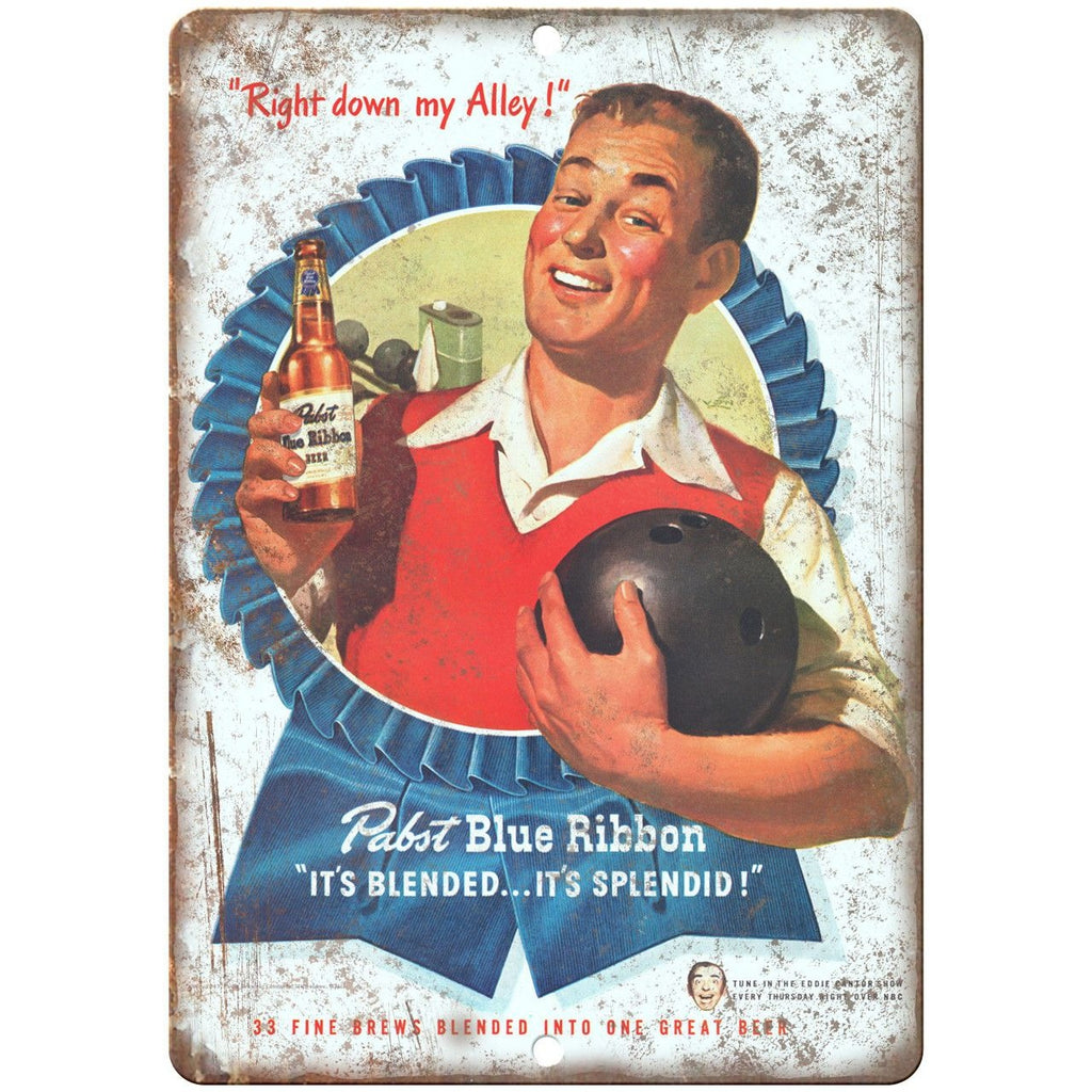 Pabst Blue Ribbon Vintage Ad Breweriana 10" x 7" Reproduction Metal Sign E18