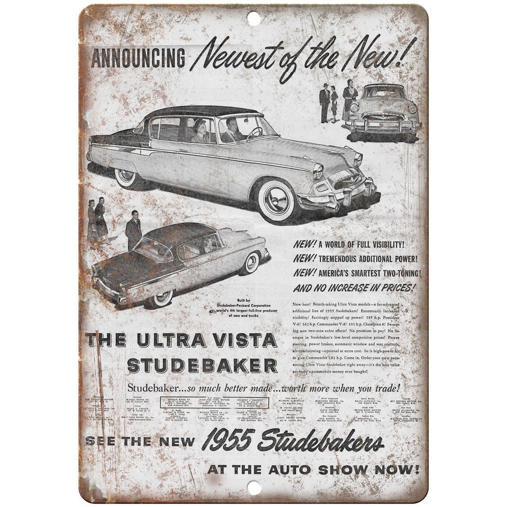 1955 Studebaker Ultra Vista Vintage Ad 10" x 7" Reproduction Metal Sign A445