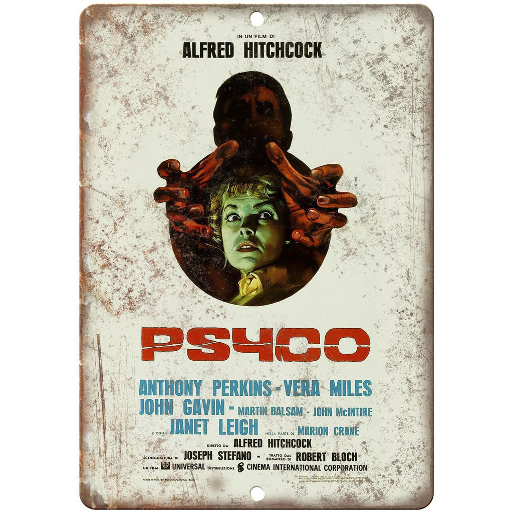 Psycho Alfred Hitchcock Movie Poster Art 10" X 7" Reproduction Metal Sign I109