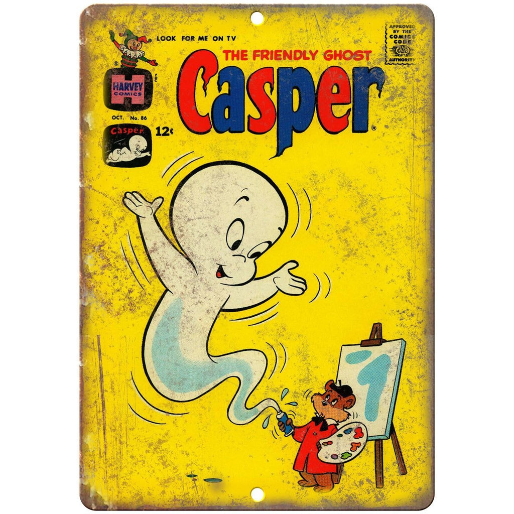 Casper The Friendly Ghost Comic Harvey 10 X 7 Reproduction Metal Sig Rusty Walls Sign Shop 